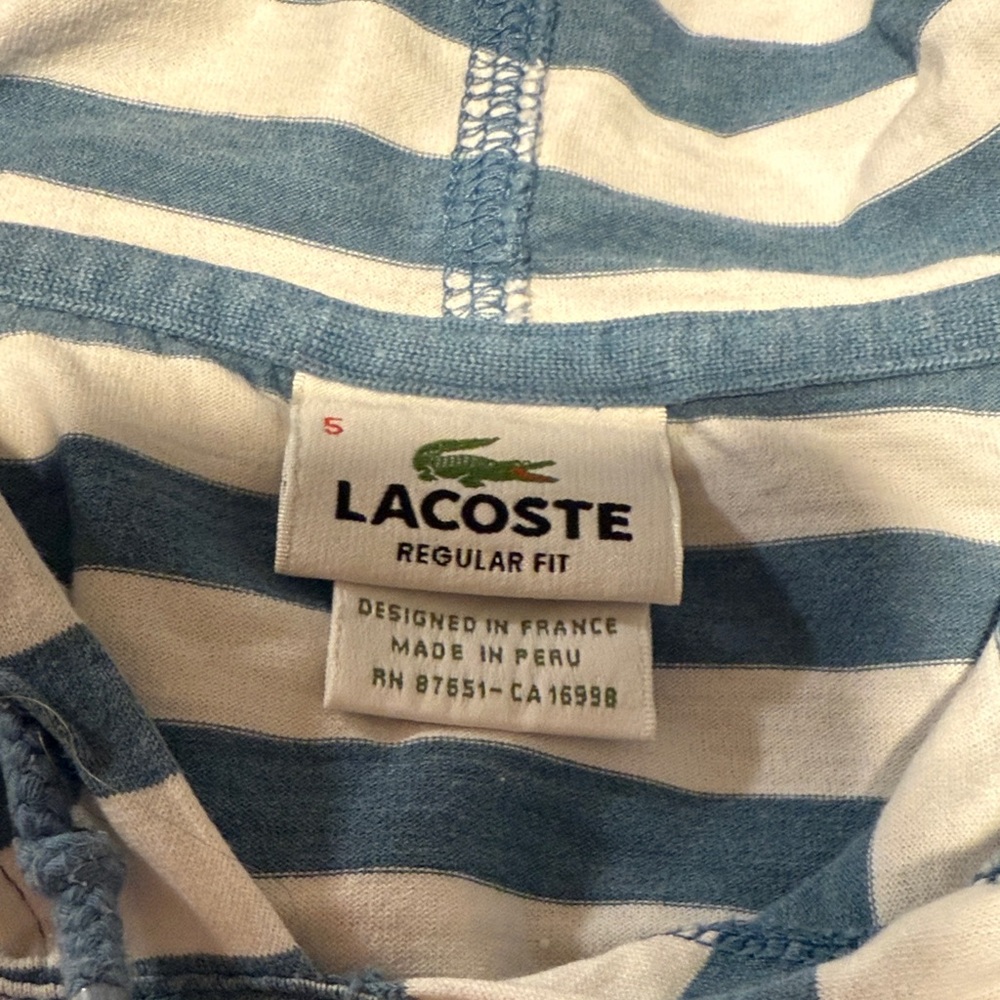 Lacoste Striped Shirt in Blue and White. Size 5 or woman’s large